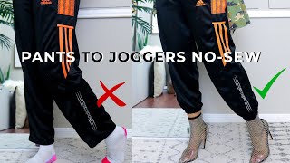 Turn Pants To Joggers NoSew  Styling  Way Too Easy [upl. by Kippar]