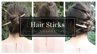 How To Use Hair Sticks  The Basics  3 Styles [upl. by Nedarb187]