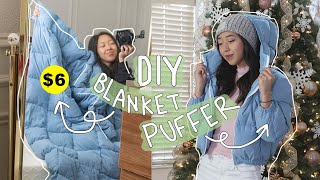 DIY Make A Puffer Jacket From An Old Blanket  Thrifted Transformations coolirpa [upl. by Aneehsal923]