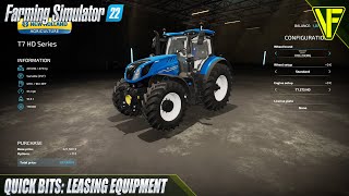 EQUIPMENT LEASING in Farming Simulator 22 EXPLAINED [upl. by Peria]