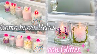 Como hacer Velas de soya con Glitter o Brillantina  Glitter Candles DIY  Manualidades [upl. by Adamec]