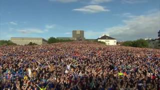 Iceland Euro 2016 Stars Perform Final Viking Clap with Thousands of Fans in Reykjavík [upl. by Suoilenroc]