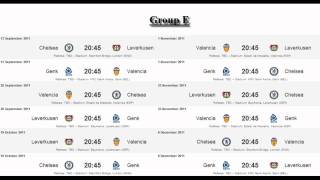 UEFA champions league 20112012 full group stage fixtures [upl. by Nami]