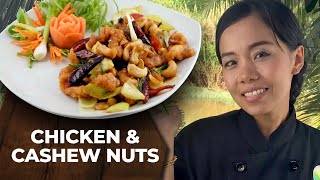 Stir Fried Chicken With Cashew Nuts  Thai Cooking Class [upl. by Akcebar619]