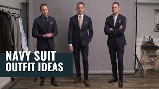 5 Navy Suit Outfit Ideas for Spring  Navy Blue Suit Lookbook  Outfit Inspiration [upl. by Heady444]