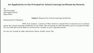 Leaving Certificate Application by Parents  मातापिता द्वारा विद्यालय छोड़ने का प्रमाण पत्र आवेदन [upl. by Shannen]