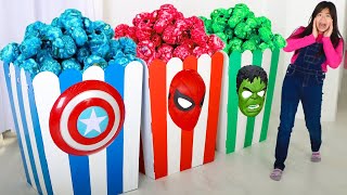 Popcorn Heroes Thanos vs Kids Superhero Showdown [upl. by Noli]