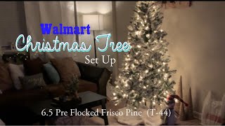 Setting up our WALMART TREE 🎄 65 Flocked Prelit Christmas Tree [upl. by Ashwell]