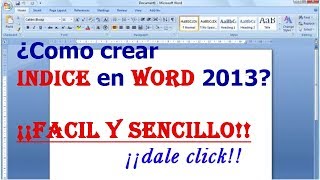 Como hacer indice en word facil y sencillo [upl. by Ellennoj]