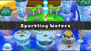 New Super Mario Bros U Deluxe  Sparkling Waters  All Star Coins and Secret Exits [upl. by Novek]