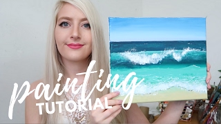 PAINTING TUTORIAL Acrylic Ocean for Beginners  Katie Jobling Art [upl. by Ileyan]