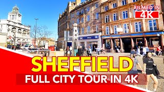 SHEFFIELD England  Full Tour of Sheffield City Centre in England  filmed in 4K [upl. by Lehte466]