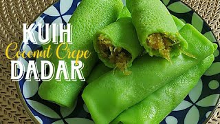 Coconut Pandan Crepe  Sweet Pancake kuih Dadar  Kuih Ketayap [upl. by Meelak]