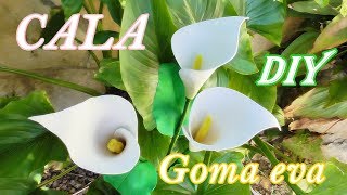 Como hacer flores de Calas en goma eva Flores artificiales [upl. by Baron343]