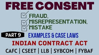 Fraud  Misrepresentation  Mistake  Free Consent  Indian Contract Act  Caselaws  Example [upl. by Aicnelev]