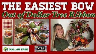 Dollar Tree Ribbon Bow Tutorial DIY  Bestie Bow  BEAUTIFUL amp EASY BOW 🎀 [upl. by Kwabena]