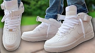 How To Lace Nike Air Force 1s  AF1 Mids 2 BEST WAYS [upl. by Ahsemo]