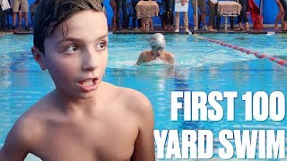 TENYEAROLD SWIMMERS FIRST 100 YARD FREESTYLE RACE  SWIMMING IN BACK TO BACK EVENTS  SWIM MEET [upl. by Nipsirc]