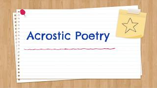 Acrostic Poetry [upl. by Gem]