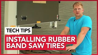 Changing a band saw tire Rubber Tire Installation [upl. by Tiffanie117]