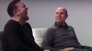 Karl Pilkington makes Ricky Gervais laugh hysterically [upl. by Danella515]