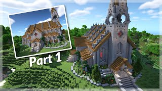 Minecraft How to Build a Medieval Church  Church Tutorial  Part 1 [upl. by Narmi]