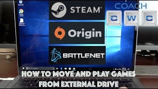 How to Play Games on External Drive  Steam Origin and Battlenet [upl. by Ender]