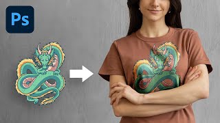 The Most Realistic Way to Place Design on TShirt  Photoshop Tutorial [upl. by Ayanej]