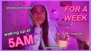 waking up at 5AM everyday for a WEEK productive af [upl. by Daffie]