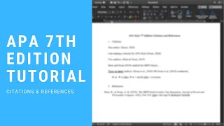 Citations amp References in APA Style 7th Edition Tutorial [upl. by Eiznikam]