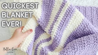 HOW TO CROCHET A FAST AND EASY BLANKET  BEGINNER FRIENDLY  MAKE IN 3 HOURS  Bella Coco Crochet [upl. by Nosmirc]