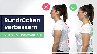 Routine gegen Deinen RUNDRÜCKEN  Korrigiere ihn mit nur 3 Übungen täglich ✅ [upl. by Nwahsat]