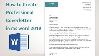 How to create professional Cover letter Templates in ms word 2019 [upl. by Ttennaj]