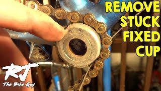 How To Remove A Stuck Fixed Cup From Bike Bottom Bracket [upl. by Becht367]