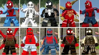 All SpiderMan Suits in LEGO Marvel Videogames [upl. by Royo]