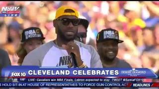 FNN Lebron James Gives EMOTIONAL ExpletiveFilled Speech at Victory Celebration in Cleveland [upl. by Fidele]