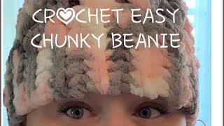 How To Crochet the easiest chunky beanie ever Beginner [upl. by Eikin]