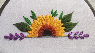 Sunflower Embroidery For Beginners  Sewing trick for beginners  Lets Explore [upl. by Aehtla]