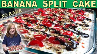 BANANA SPLIT Cake Recipe  No Bake Icebox Cake [upl. by Dnarb]