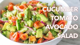 Salads Cucumber Tomato Avocado Salad Recipe  Natashas Kitchen [upl. by Arba239]