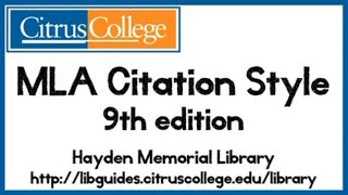 MLA Citation Style 9th edition HD [upl. by Rramo]