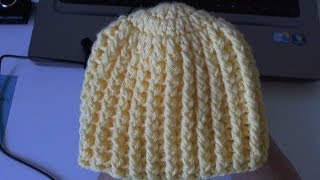 How to crochet Easy Ribbed Beanie  Hat Style 1 [upl. by Lorenzana]