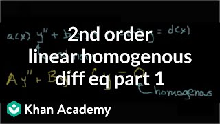 2nd order linear homogeneous differential equations 1  Khan Academy [upl. by Yemerej]