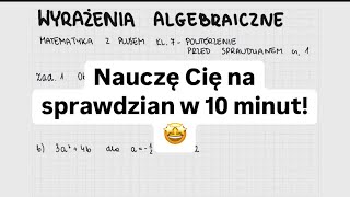 Wyrażenia algebraiczne  sprawdzian GWO Matematyka z plusem klasa 7 powtórka [upl. by Femmine29]