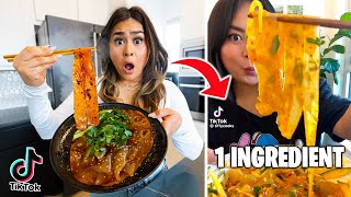 TESTING TikTok Viral 1 Ingredient ONLY Recipes amp FOOD HACKS [upl. by Kcirednek]