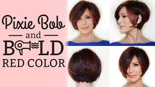 Pixie Bob Blowout amp Style Options  BOLD Red Color  Dominique Sachse [upl. by Ardnatal146]