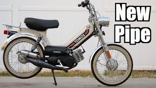 TOMOS pipe install  secret moped upgrade  PART 1 [upl. by Aylsworth]