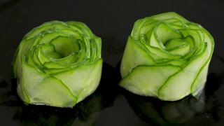 How to Make Cucumber Rose Garnish [upl. by Clere866]