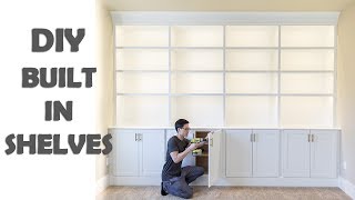 DIY Built In Shelves Library Cabinets [upl. by Suilenrac]