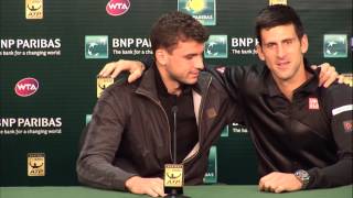 BNP Paribas Open Novak Djokovic Crashes Grigor Dimitrov Press Conference [upl. by Aniez]